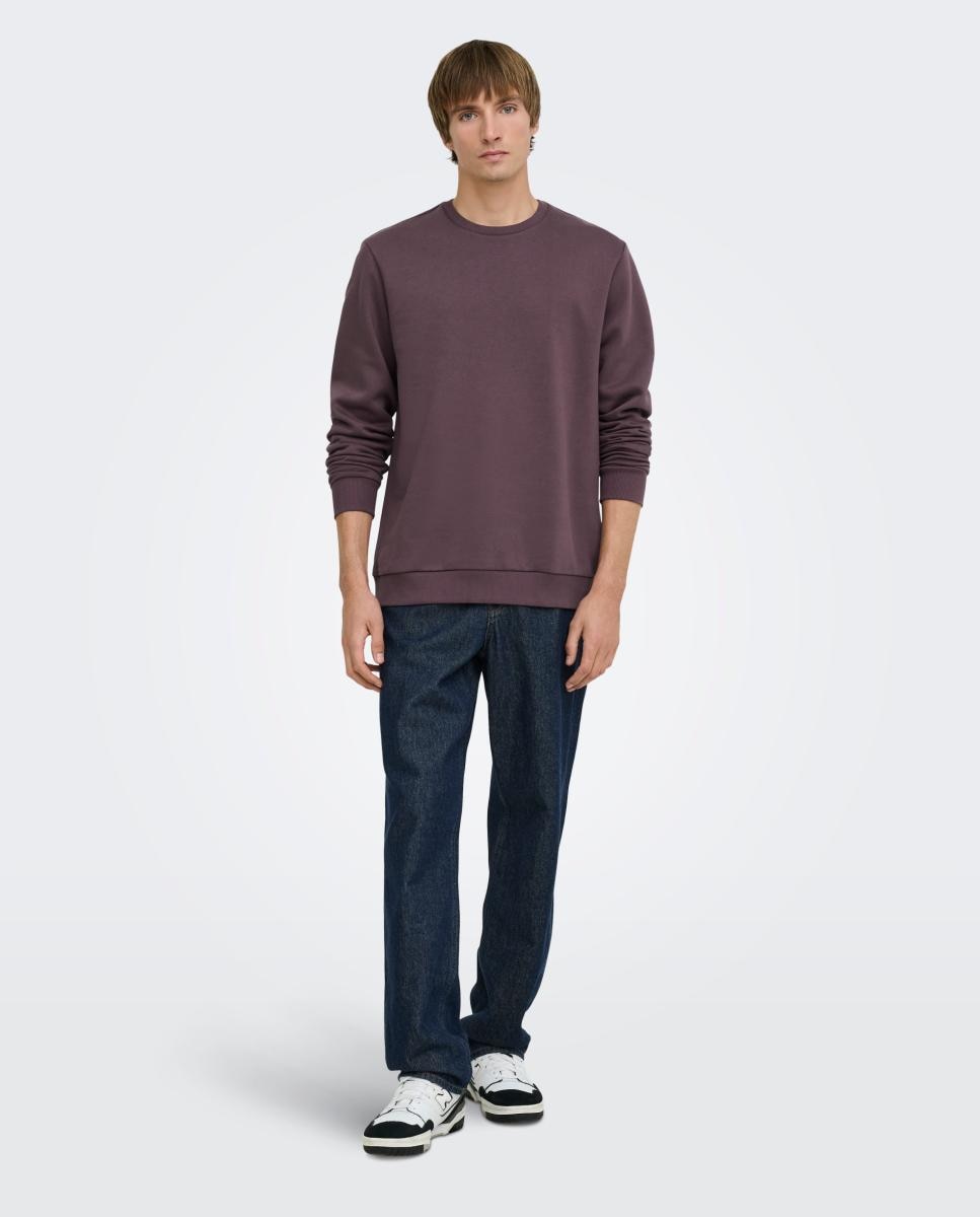 Sudadera de hombre básica con cuello redondo. - Only & Sons - Burdeos Burdeos-7