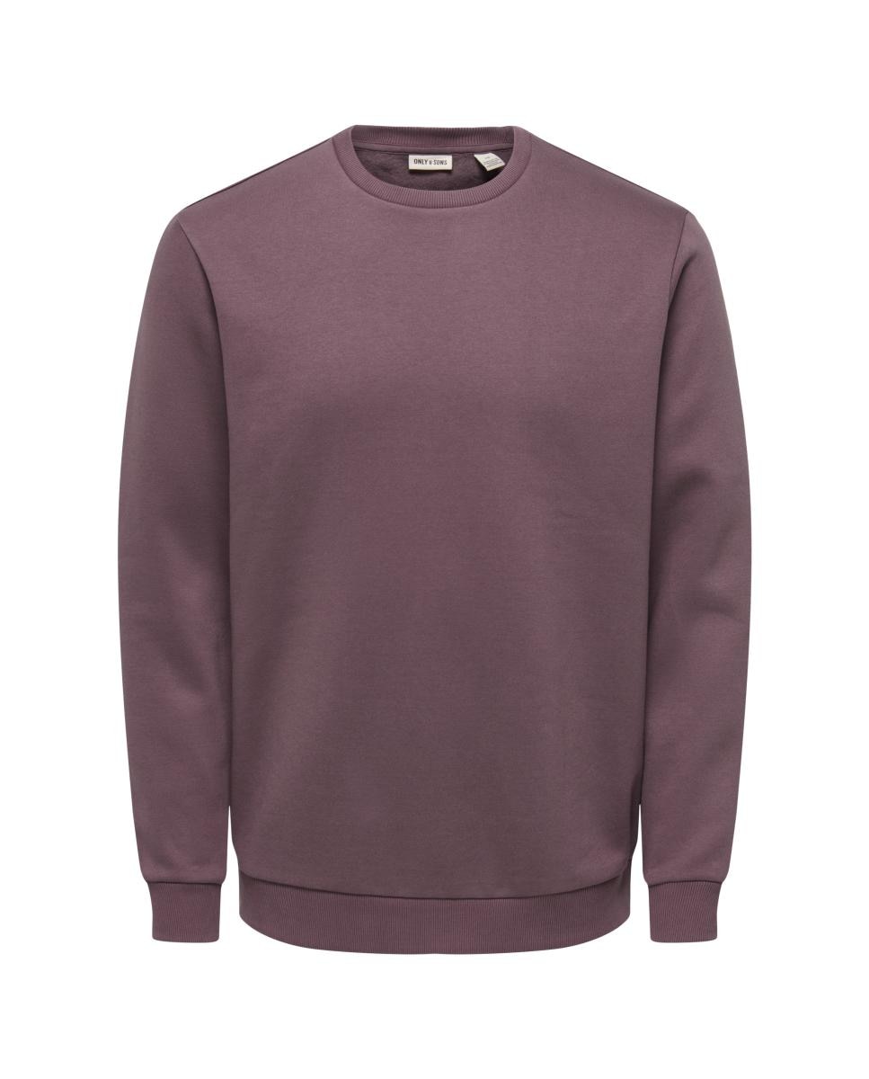 Sudadera de hombre básica con cuello redondo. - Only & Sons - Burdeos Burdeos-5