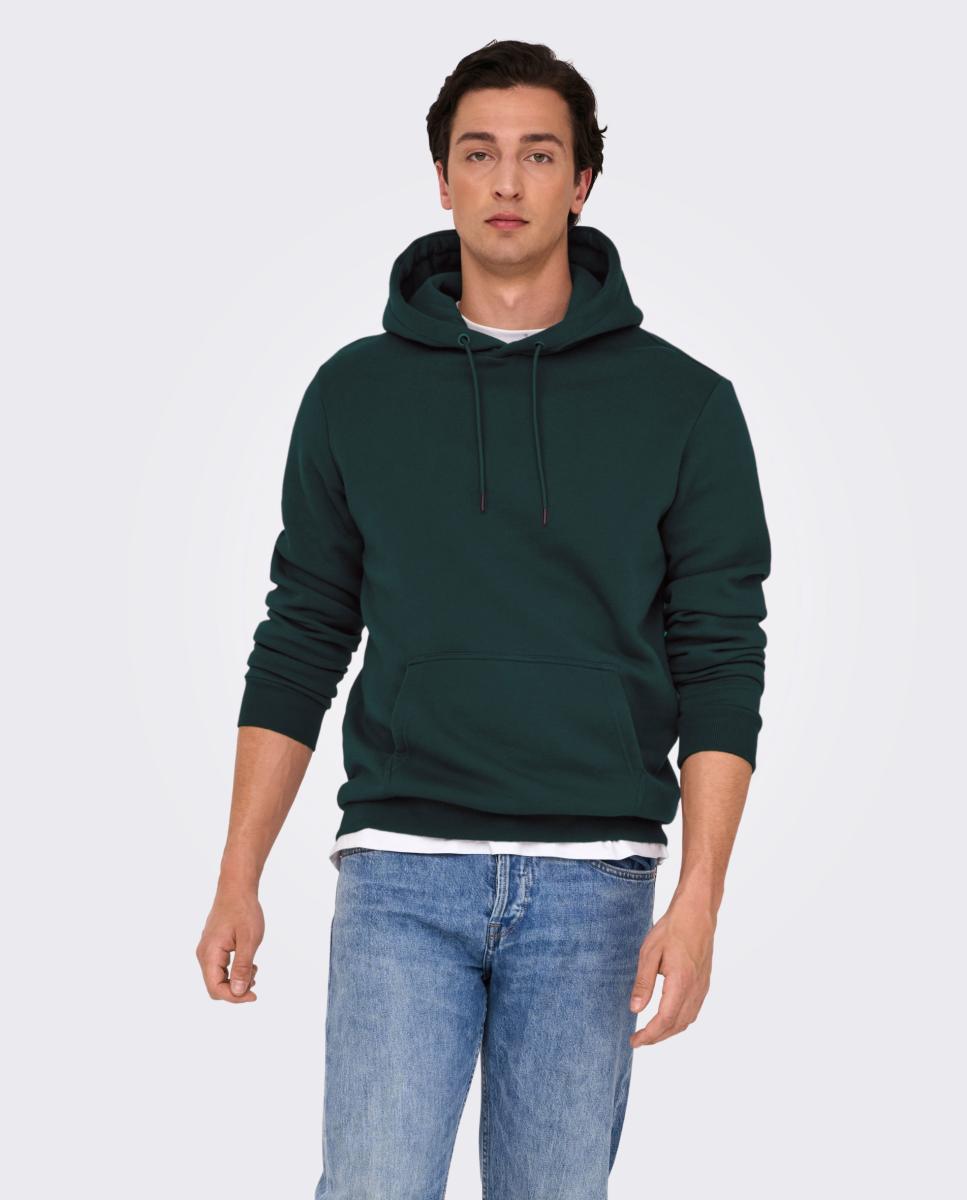 Imagen 0 de Sudadera de hombre básica con capucha. Verde oscuro
