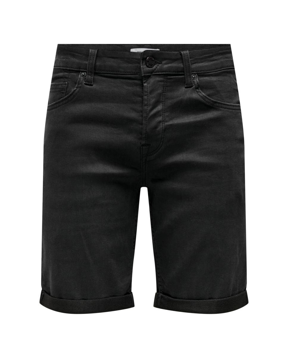Bermudas de ganga pretas de homem Preto-3