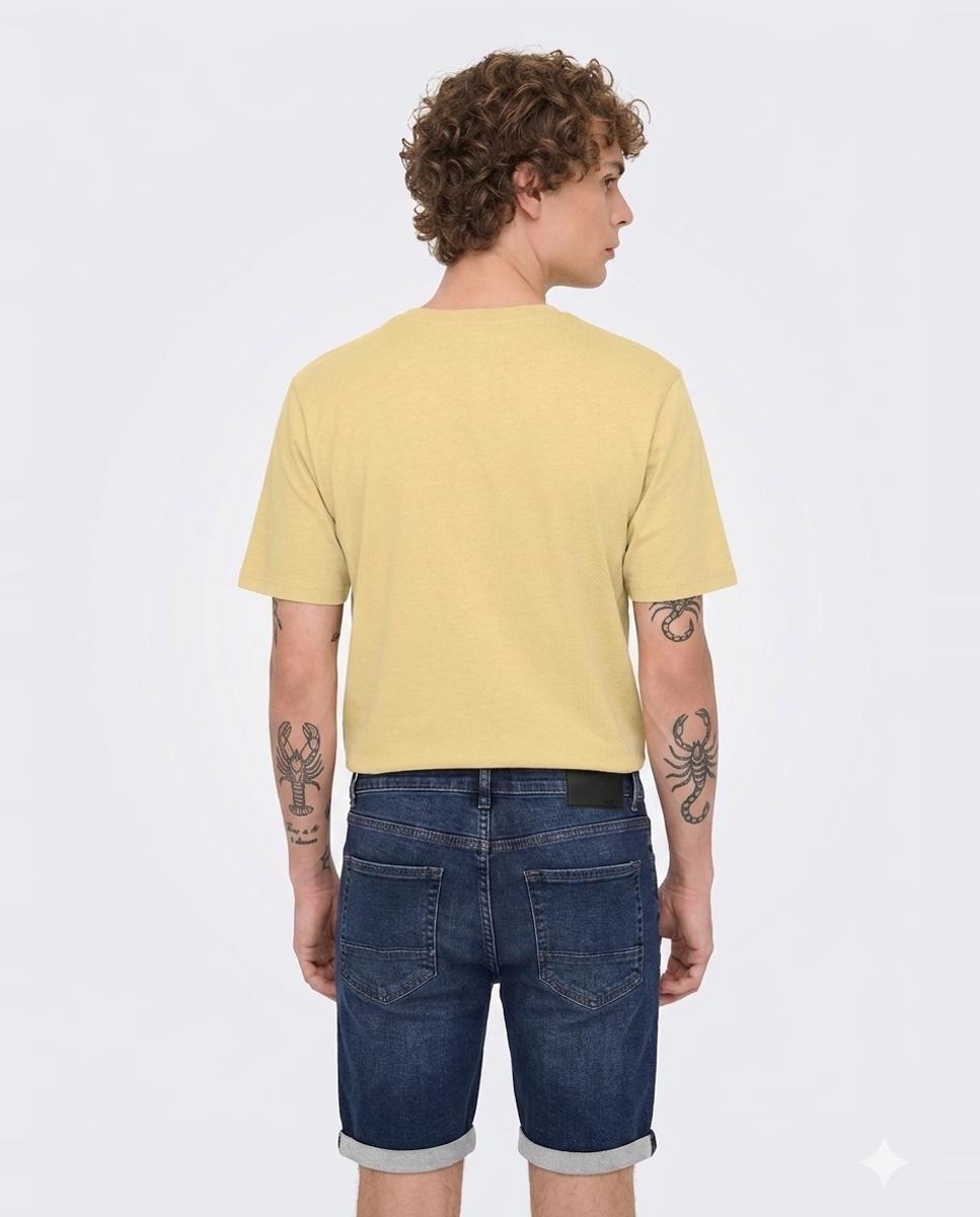 Bermudas de ganga azuis de homem Azul-claro-2