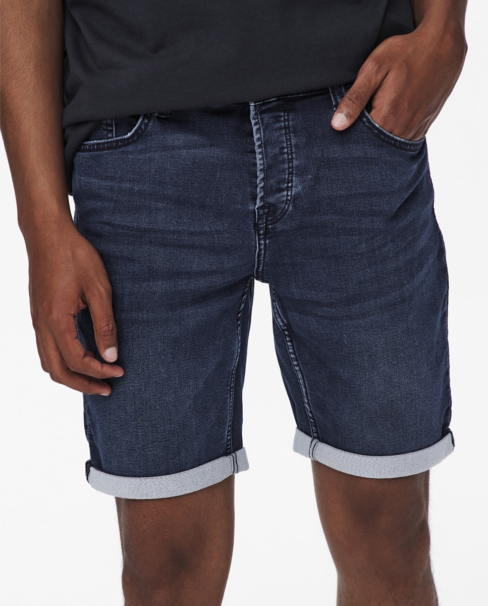 Bermudas de ganga azuis de homem Azul-claro-4