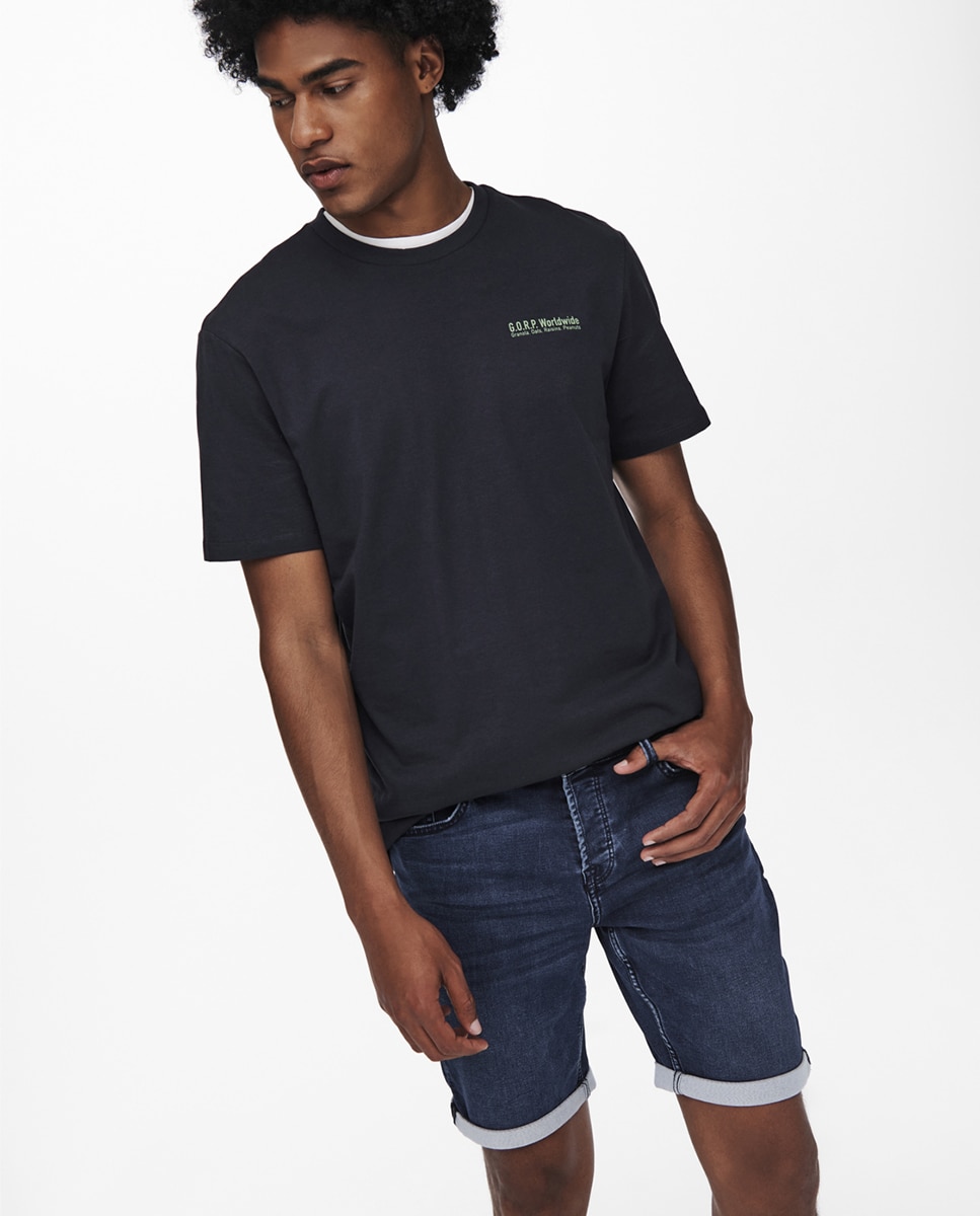 Bermudas de ganga azuis de homem Azul-claro-5
