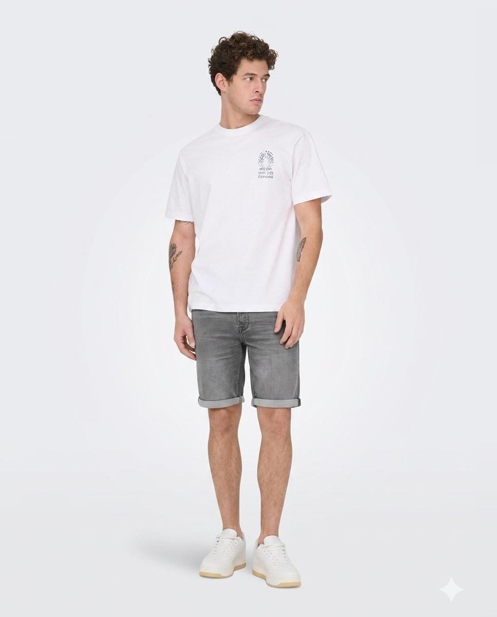 Only & Sons - Bermuda vaquera de hombre gris.