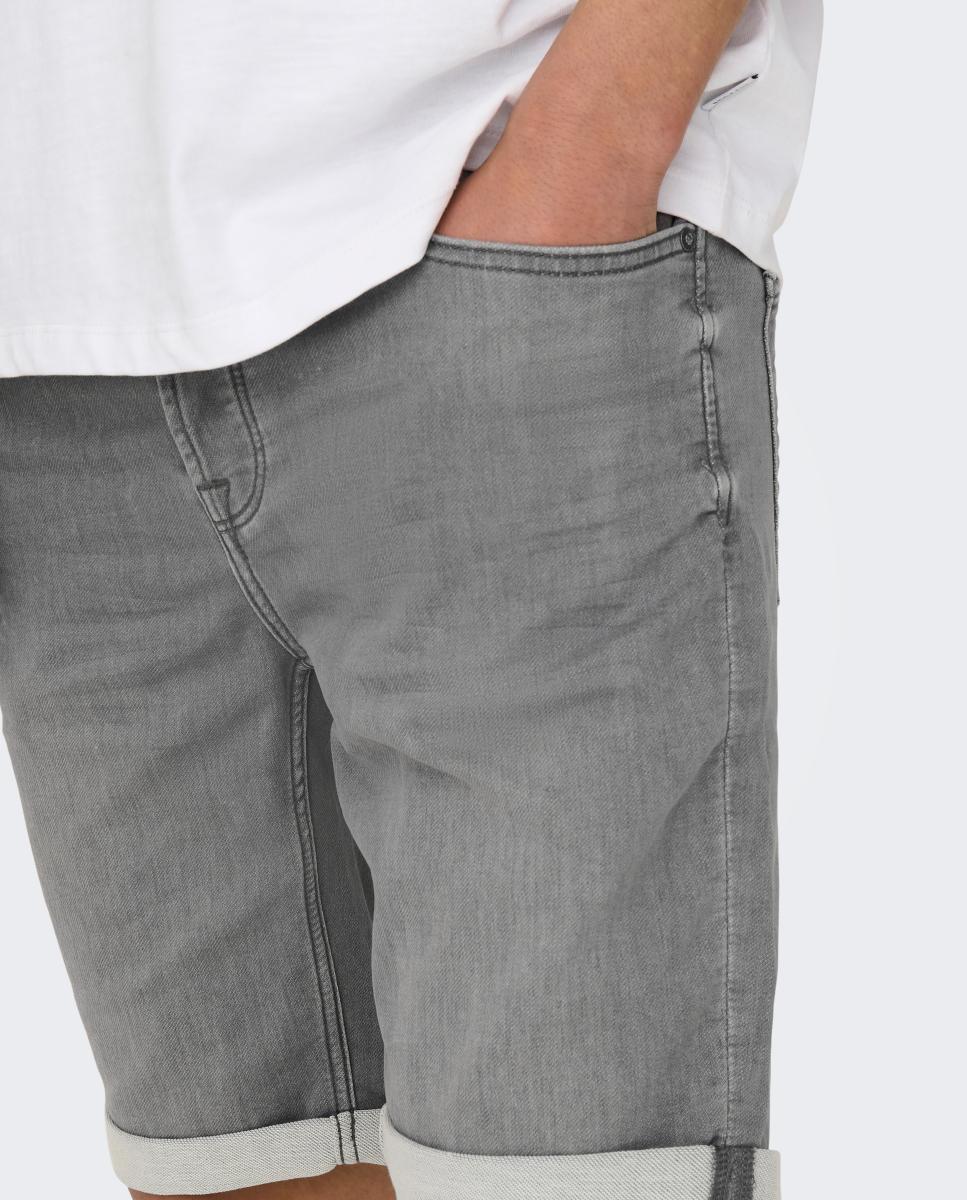 Bermudas de ganga cinzentas de homem Cinzento-claro-2