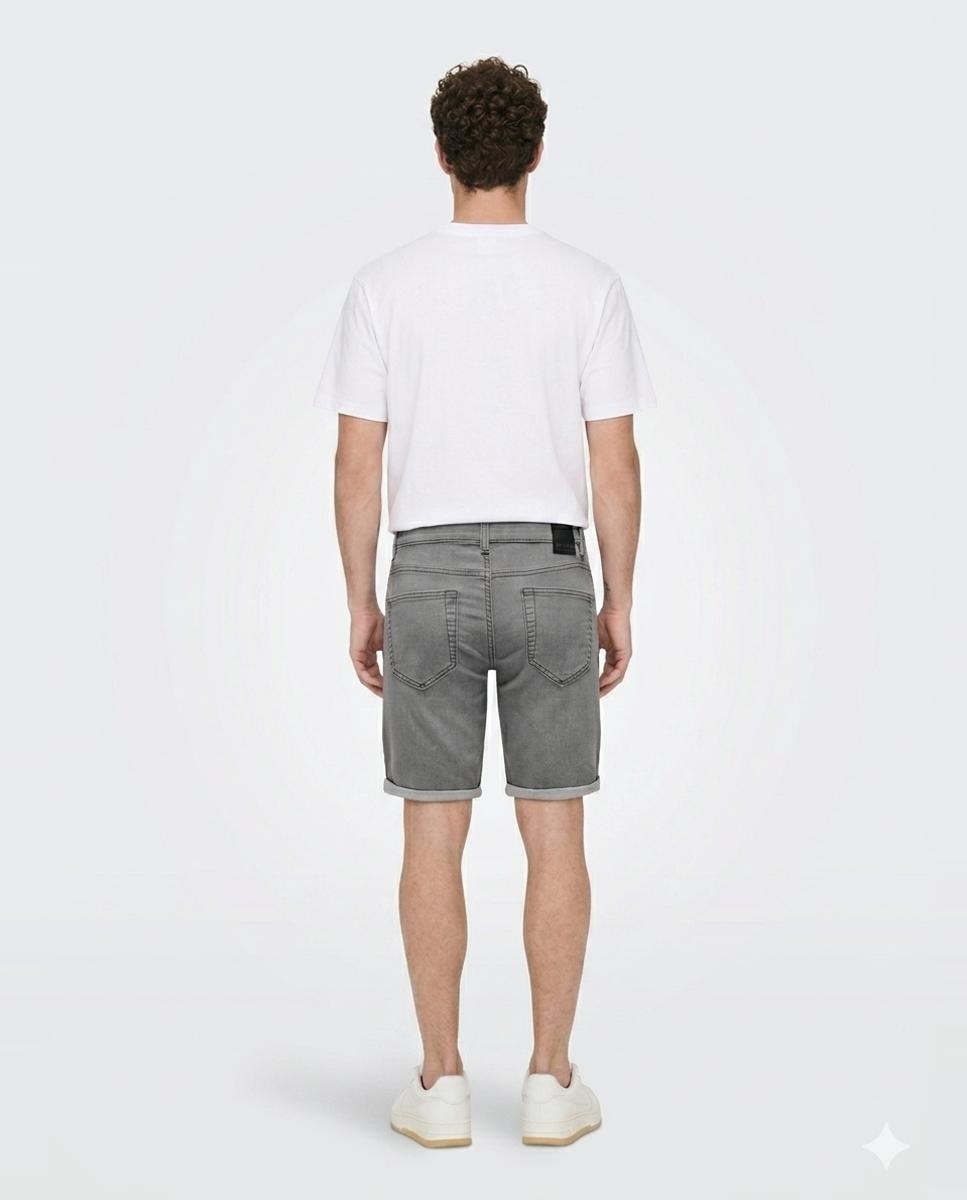 Bermudas de ganga cinzentas de homem Cinzento-claro-3