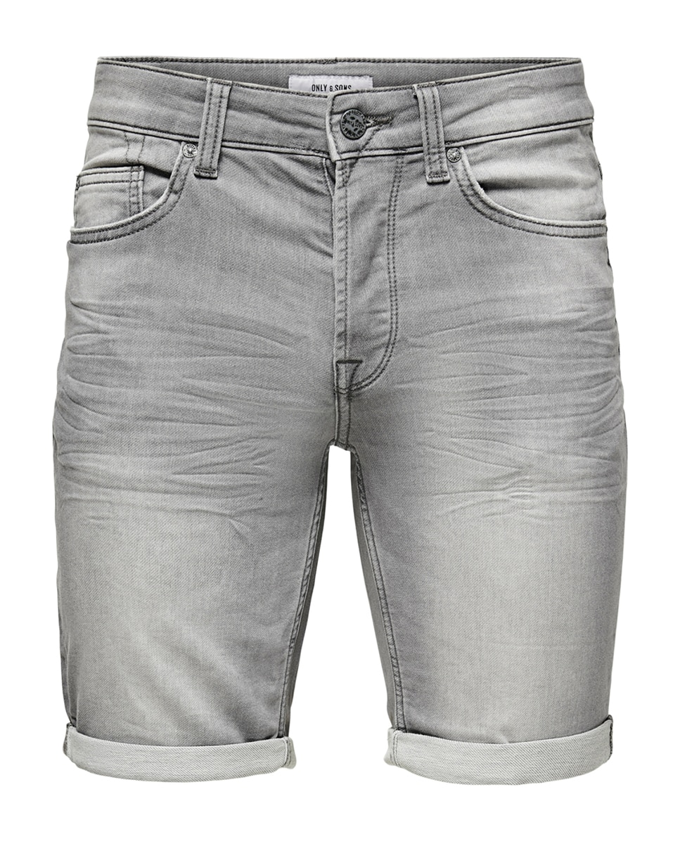 Bermudas de ganga cinzentas de homem Cinzento-claro-4