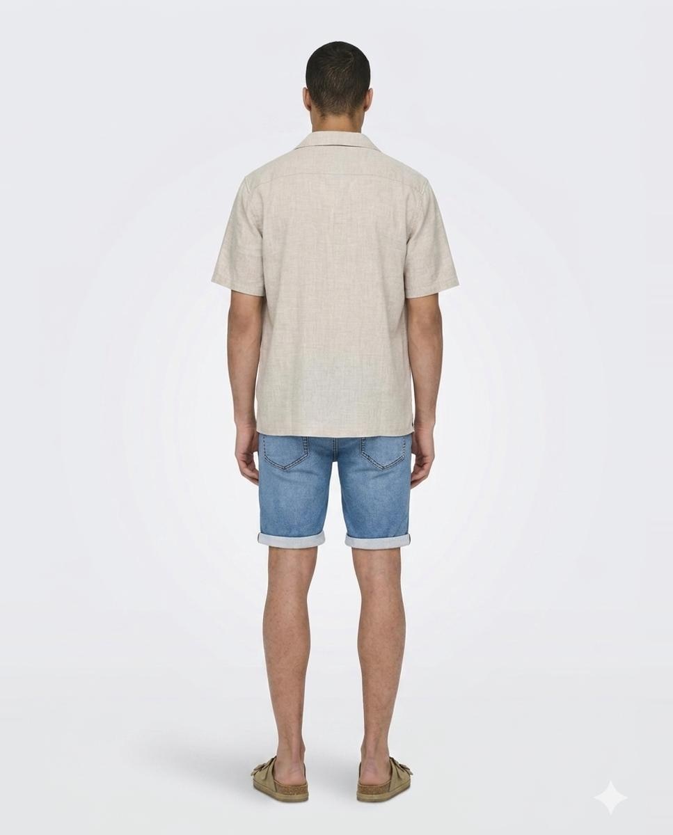 Bermudas de ganga azuis de homem Azul-claro-3