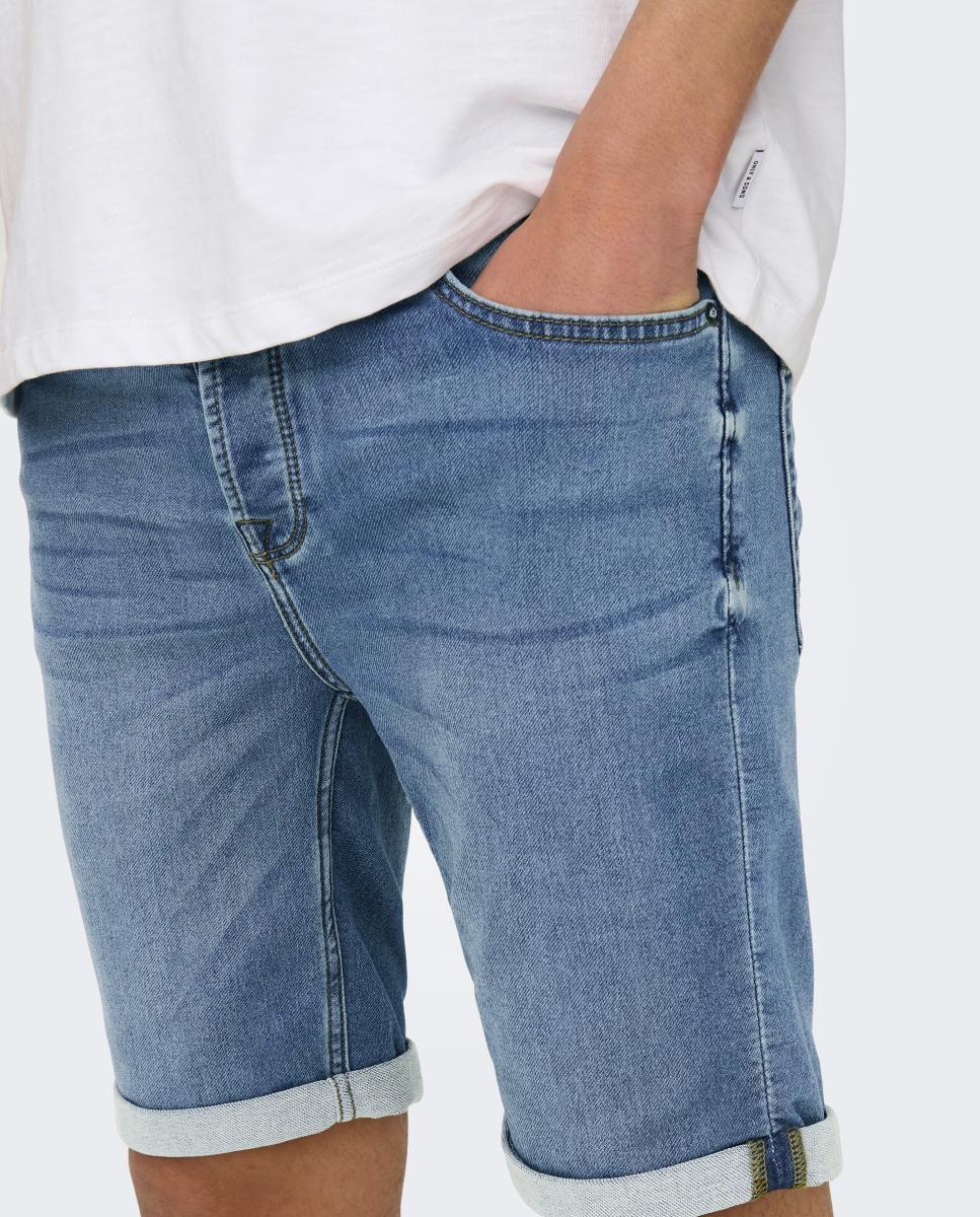 Bermudas de ganga azuis de homem Azul-claro-4