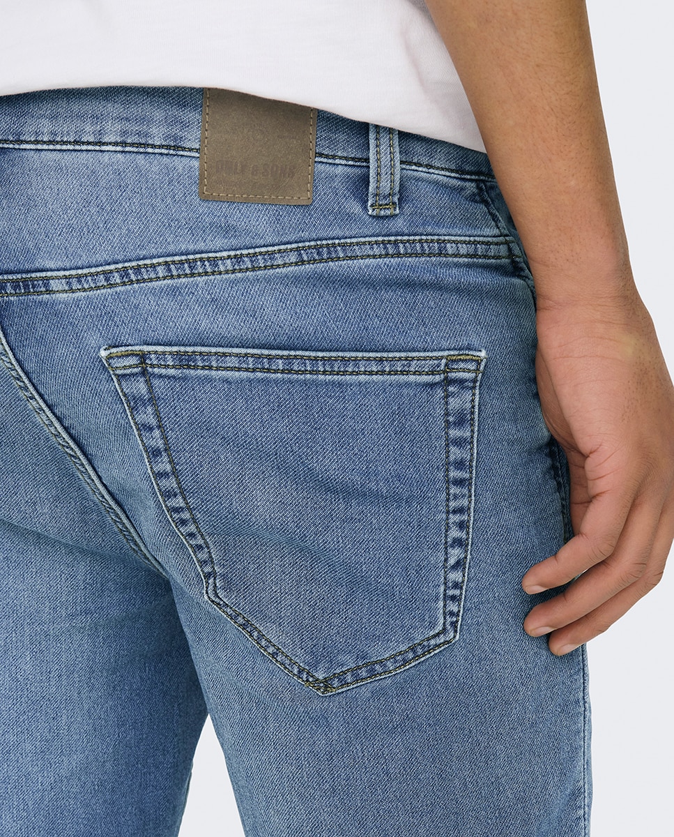Bermudas de ganga azuis de homem Azul-claro-5