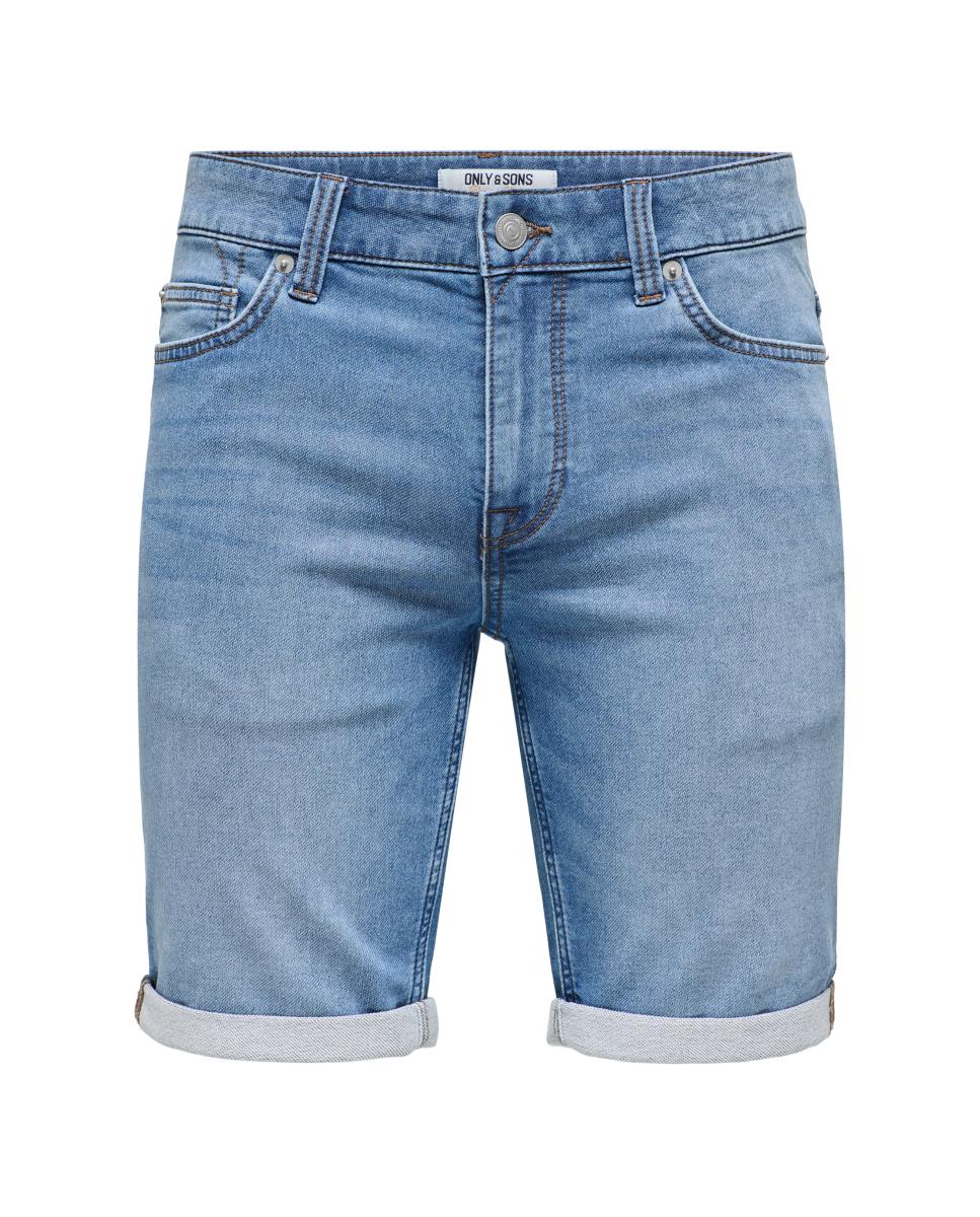 Bermudas de ganga azuis de homem Azul-claro-6