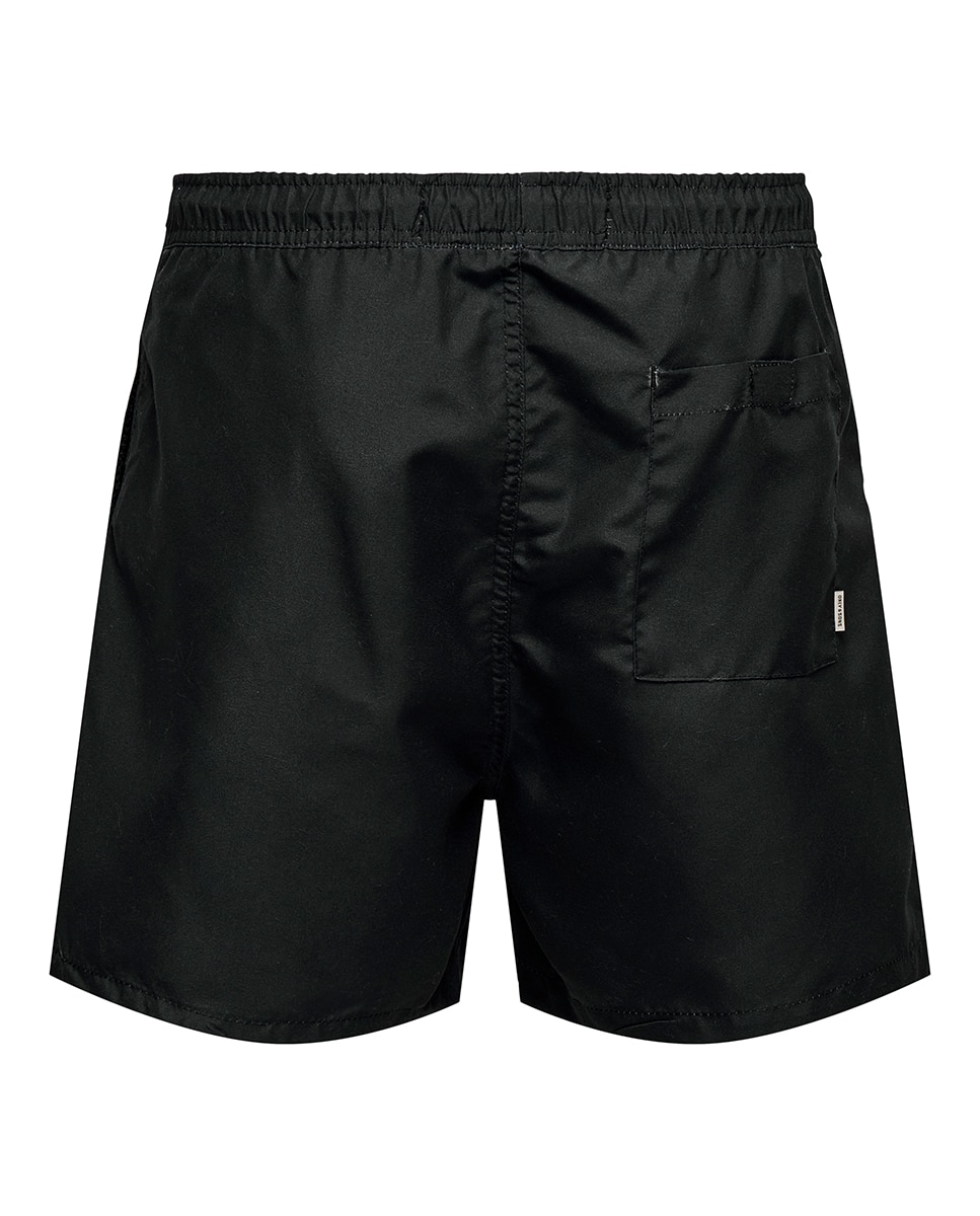 Calções de banho lisos Preto-7