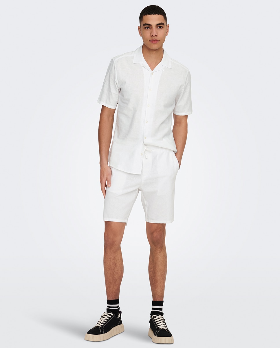 Only & Sons - Pantalón bermuda de hombre de lino.