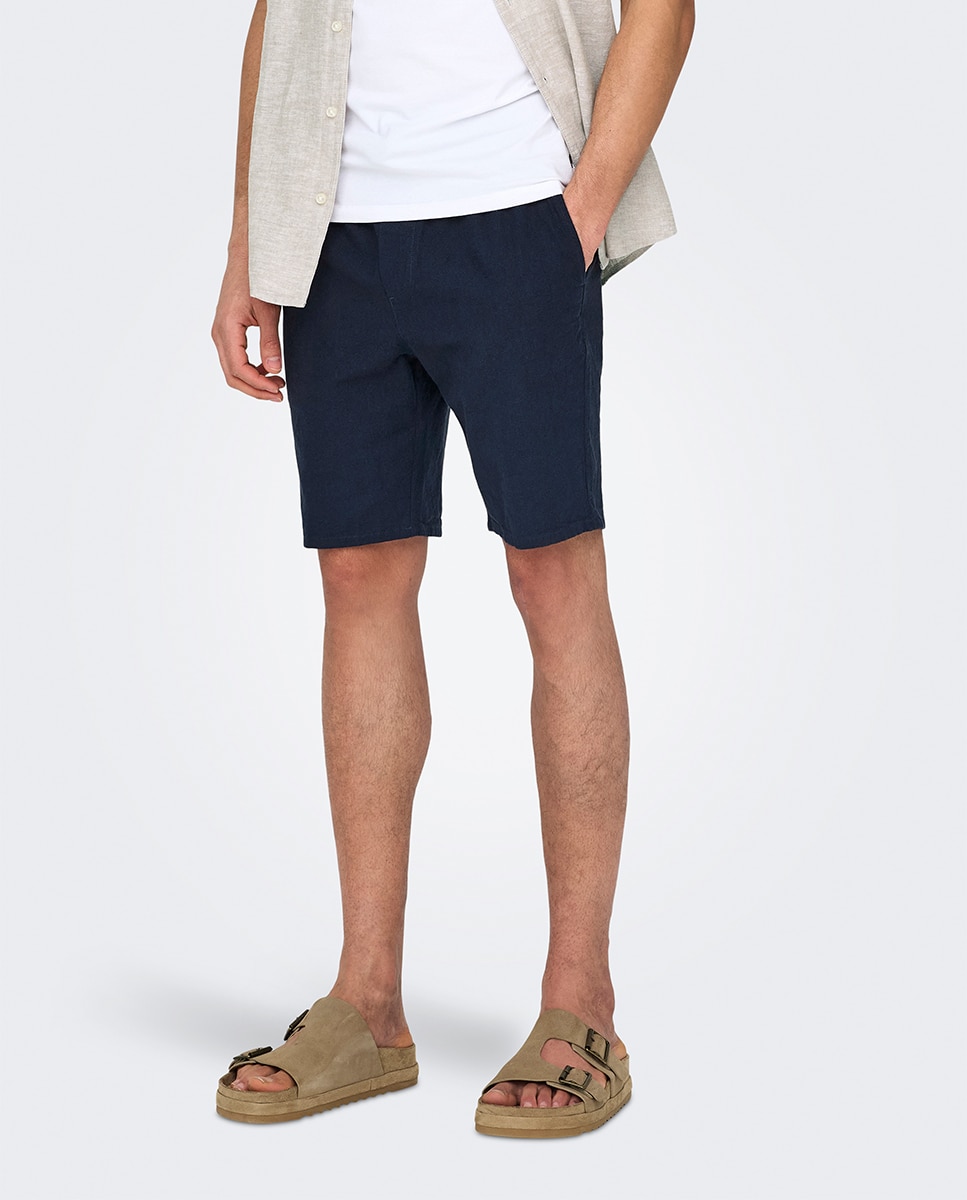 Bermudas de Linho Azul-marinho-2
