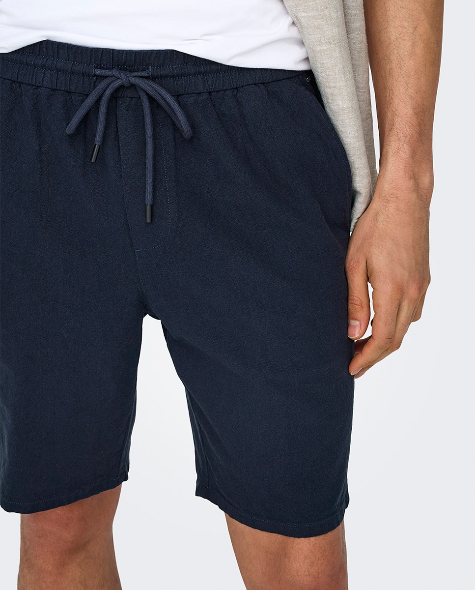 Bermudas de Linho Azul-marinho-3