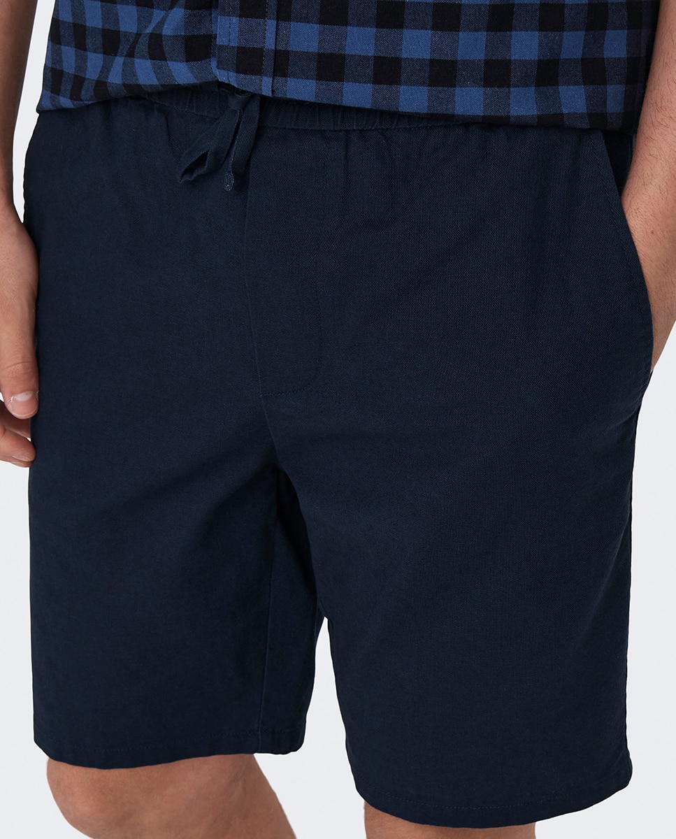 Bermudas de Linho Azul-marinho-4