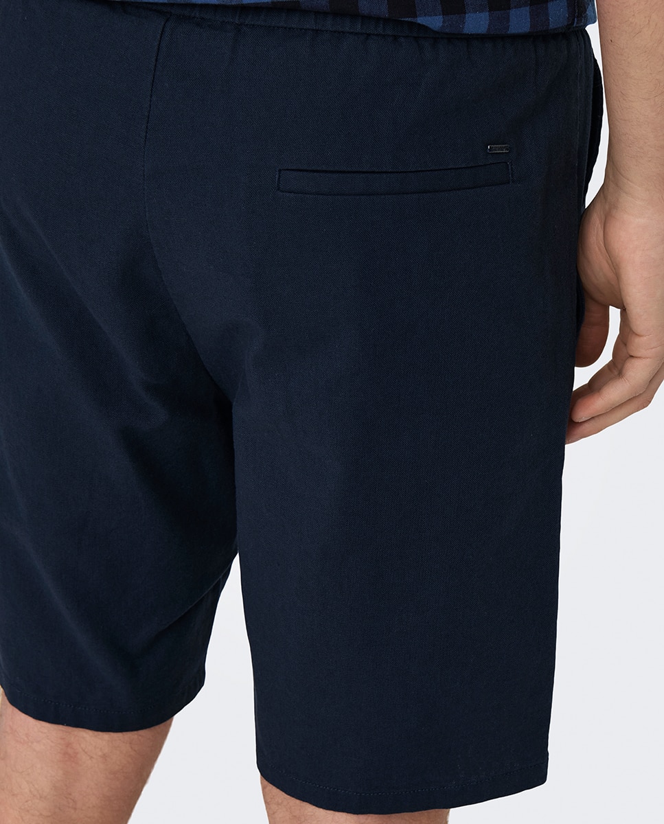 Bermudas de Linho Azul-marinho-5