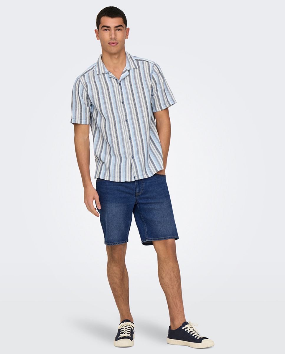 Bermuda vaquera de hombre regular fit - Only & Sons - Azul Azul-1