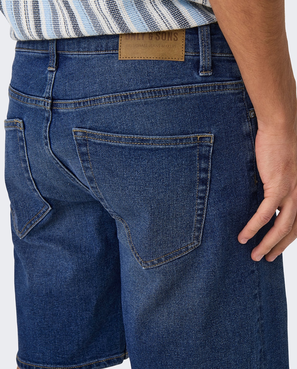 Bermuda vaquera de hombre regular fit - Only & Sons - Azul Azul-4