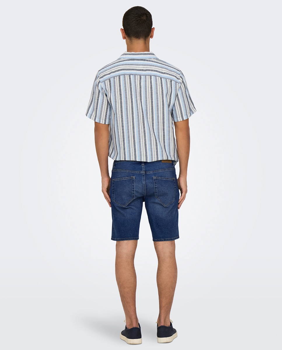 Bermuda vaquera de hombre regular fit - Only & Sons - Azul Azul-5