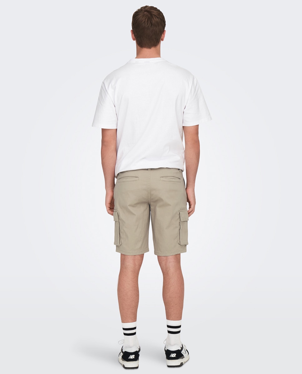 Bermudas Cargo Regular Fit Bege-4
