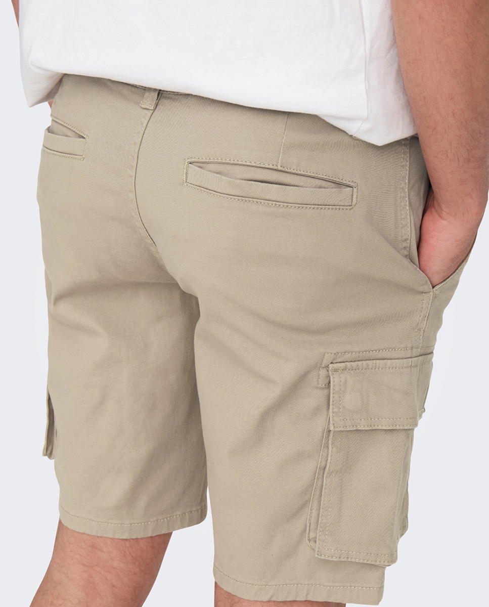 Bermudas Cargo Regular Fit Bege-5