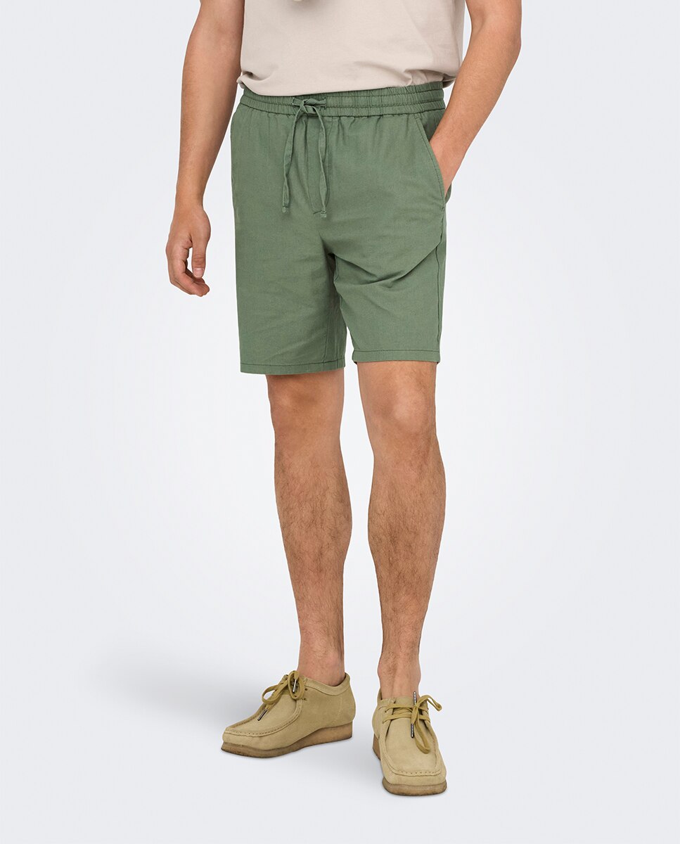 Bermudas de Linho Verde Água-2