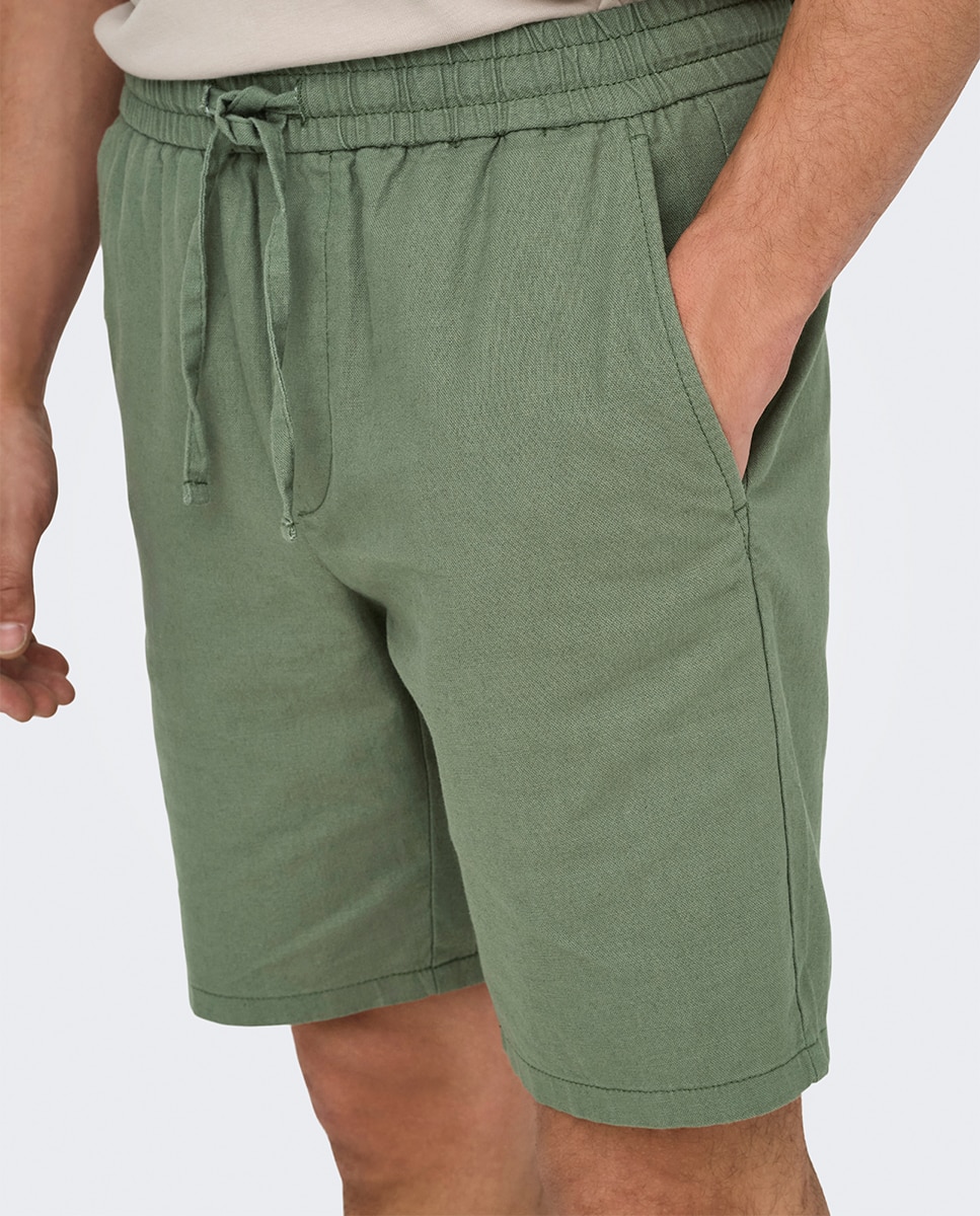 Bermudas de Linho Verde Água-3