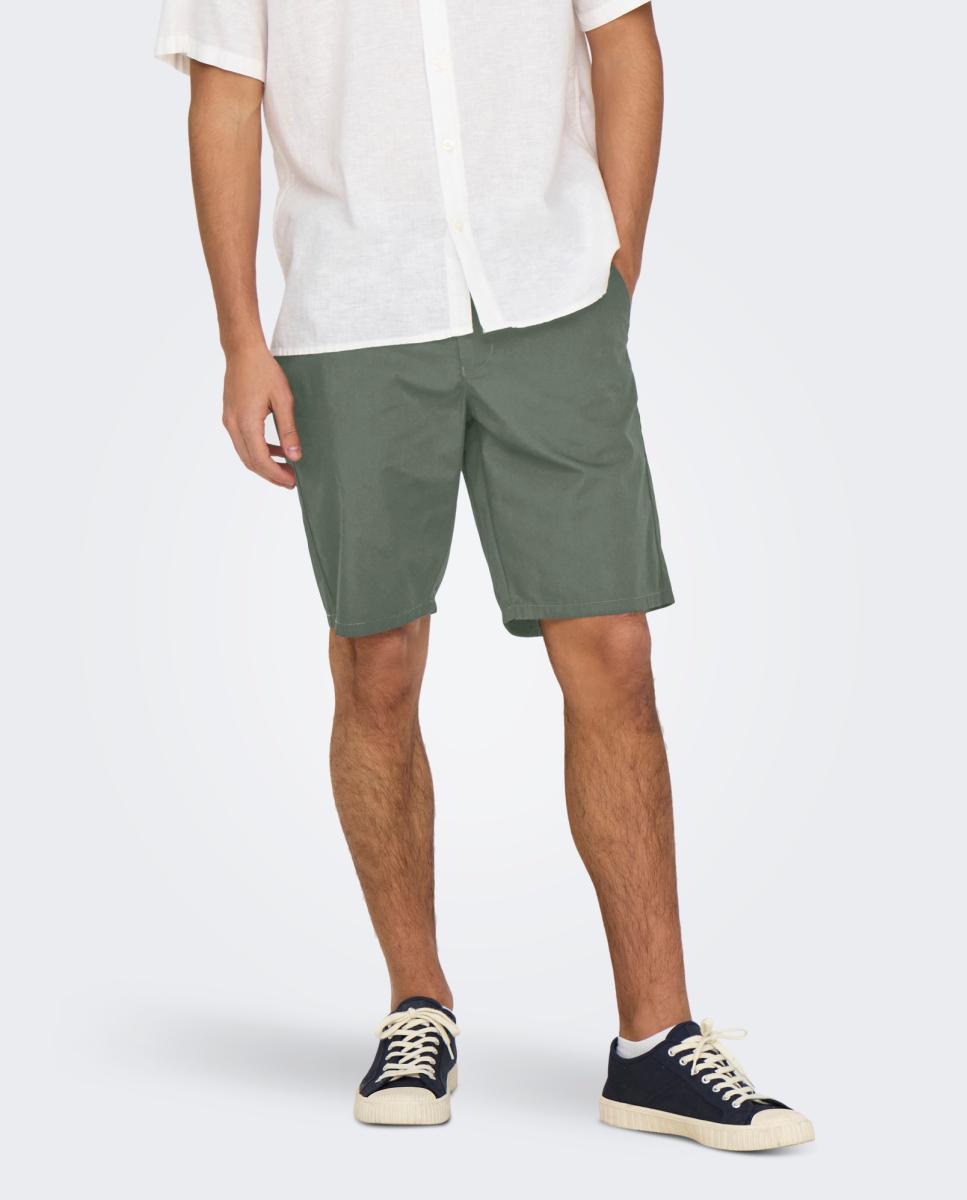 Pantalón bermuda de hombre slim fit - Only & Sons - Verde Verde-1