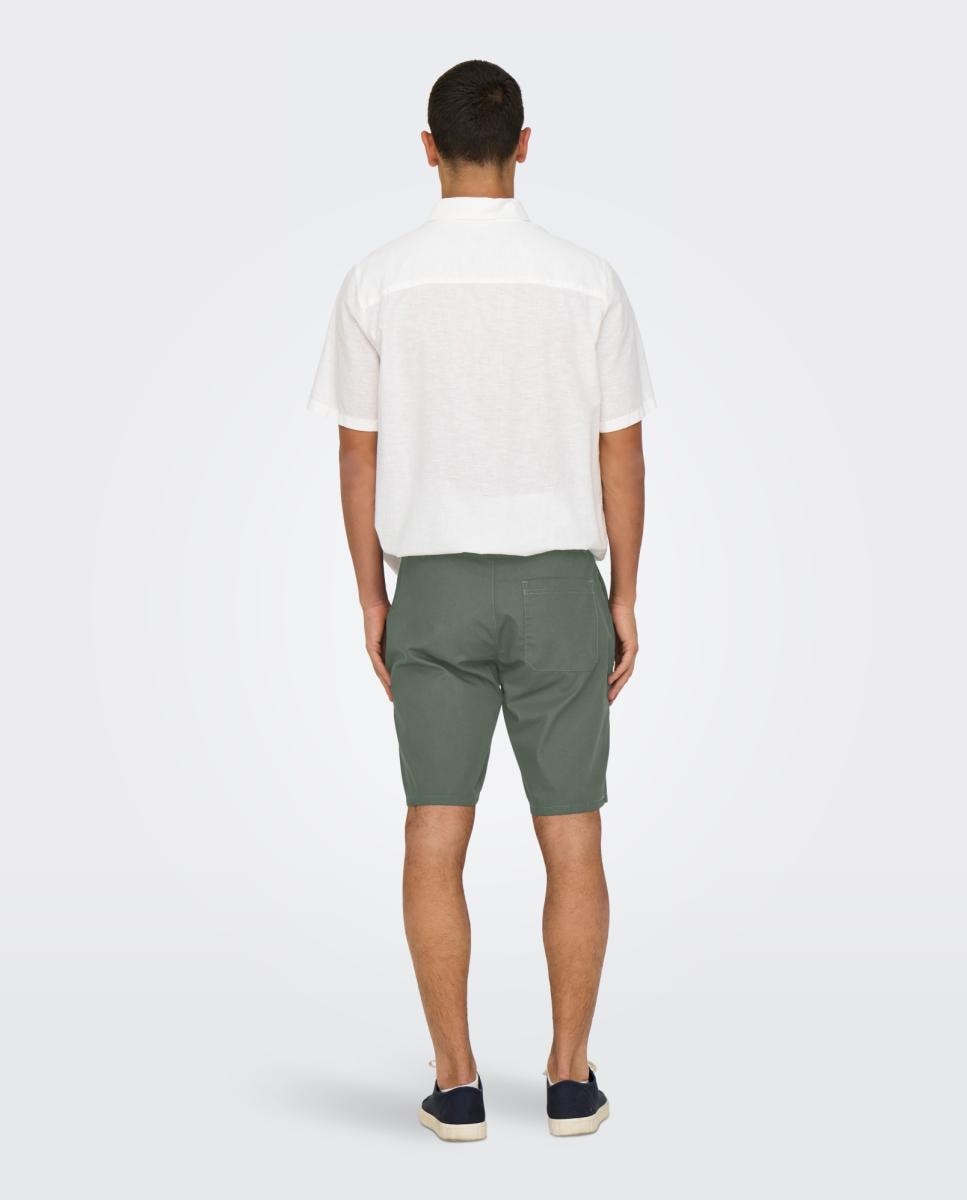 Pantalón bermuda de hombre slim fit - Only & Sons - Verde Verde-2