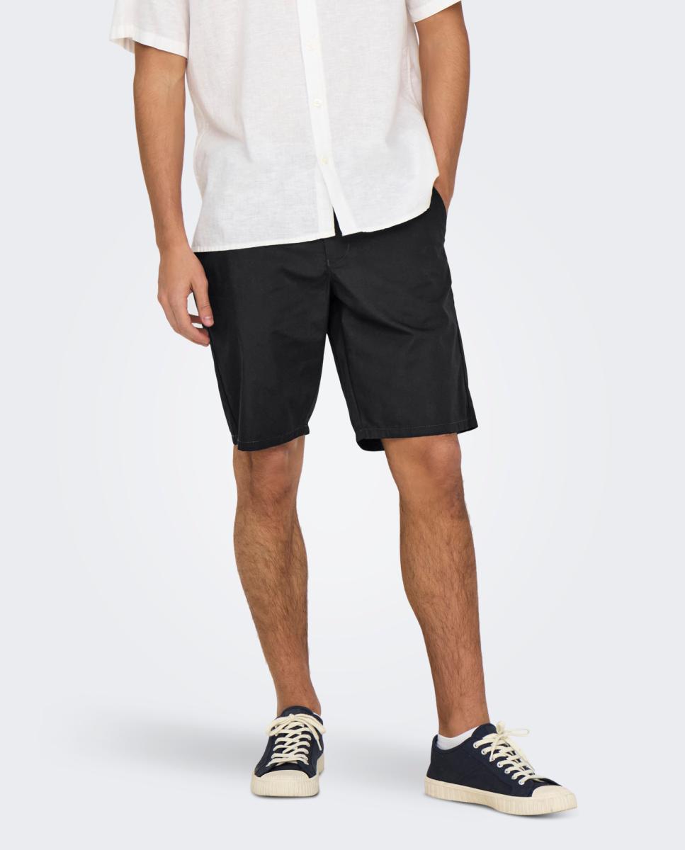 Pantalón bermuda de hombre slim fit - Only & Sons - Negro Negro-1