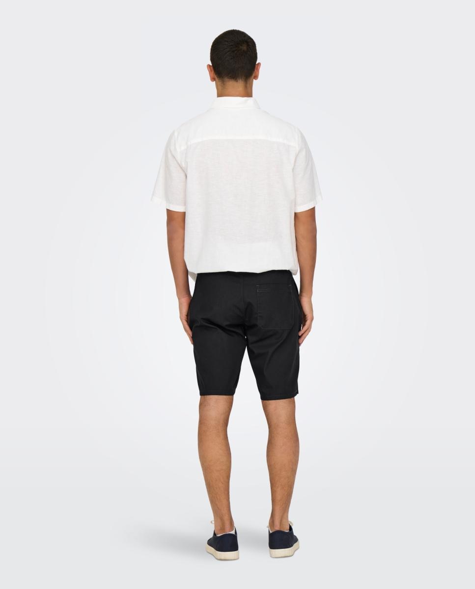 Pantalón bermuda de hombre slim fit - Only & Sons - Negro Negro-2