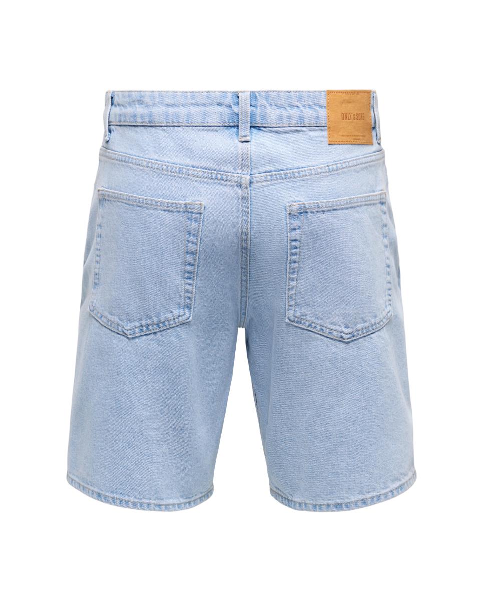 Bermudas de Ganga Straight Fit. 100% Algodão Azul-claro-5