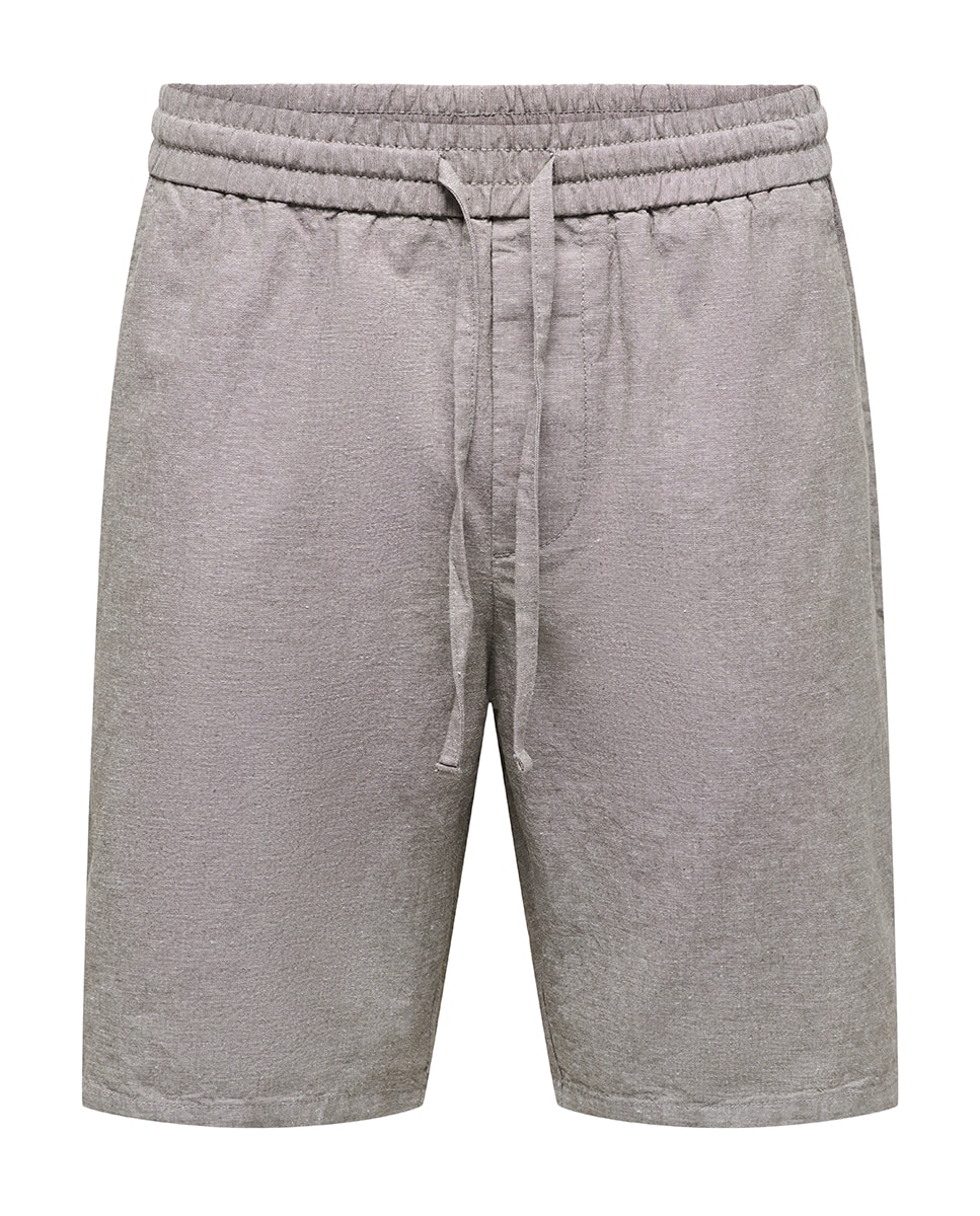 Bermudas de Linho Verde pardo-3