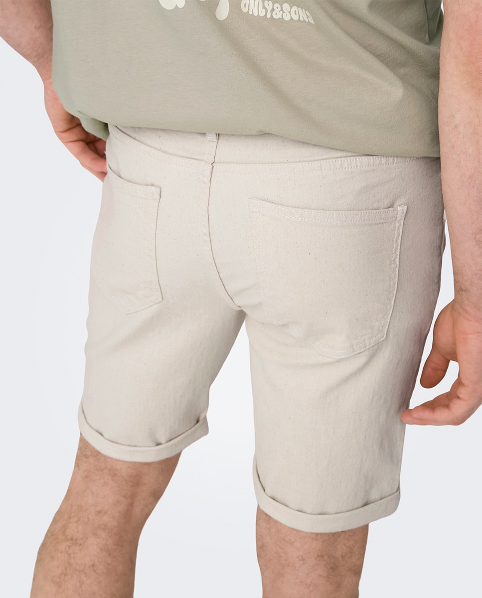 Calções de Ganga Estilo Jogger Bege-3