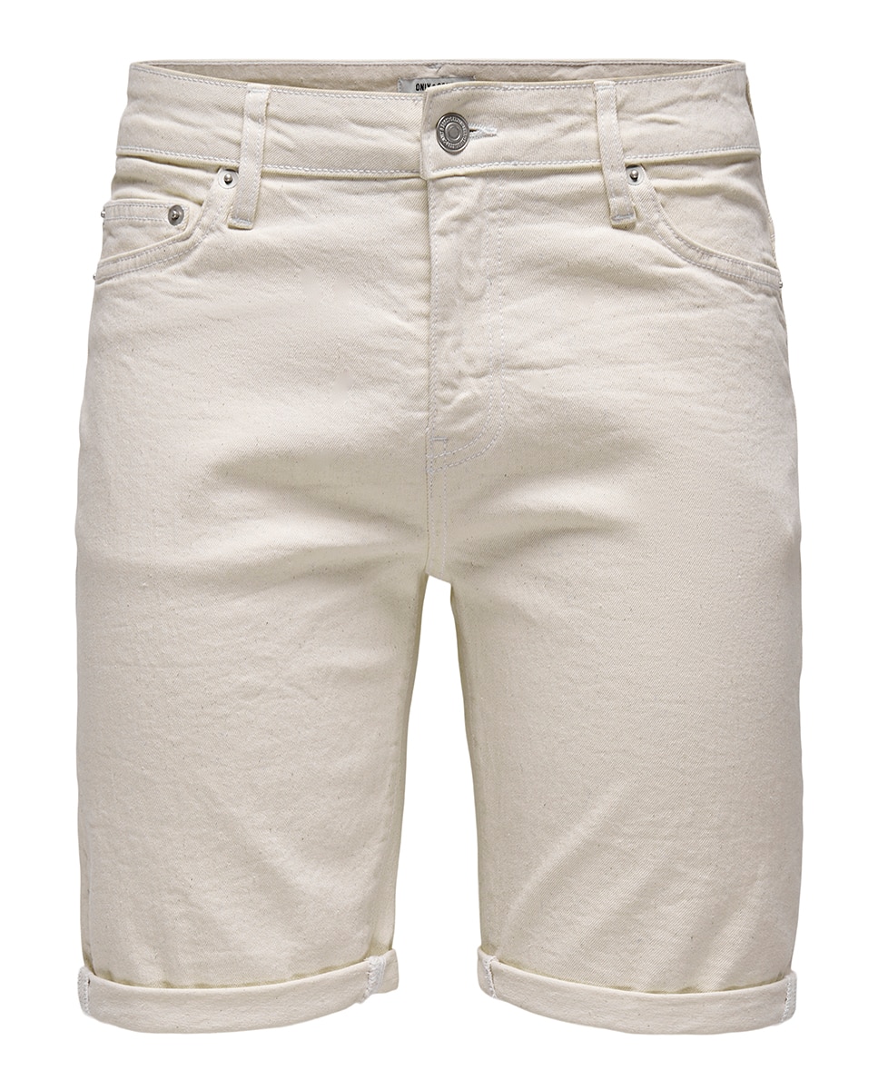 Calções de Ganga Estilo Jogger Bege-4