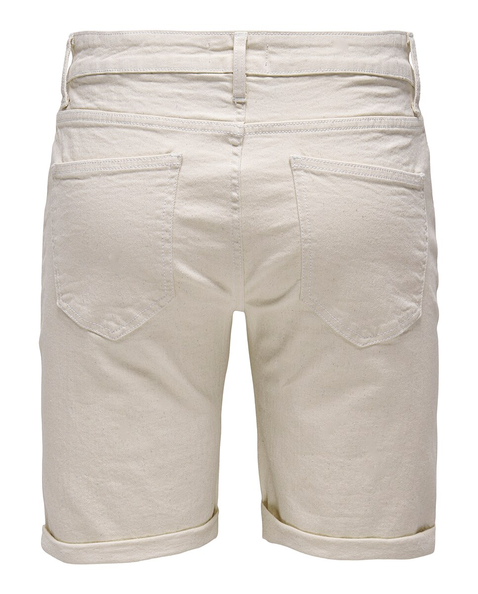 Calções de Ganga Estilo Jogger Bege-5