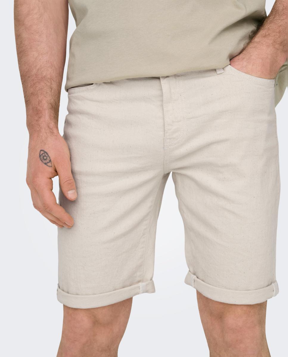 Calções de Ganga Estilo Jogger Creme-2