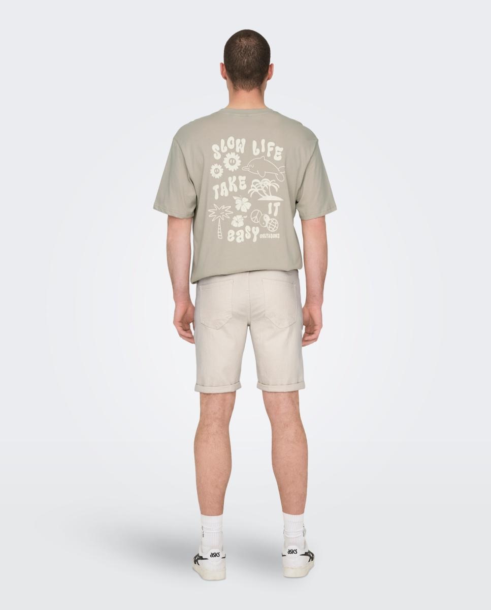 Calções de Ganga Estilo Jogger Creme-3