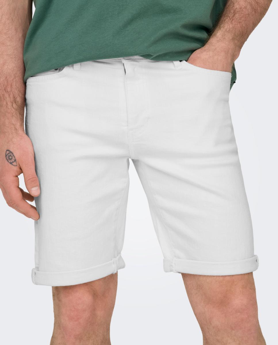 Calções de Ganga Estilo Jogger Branco-3