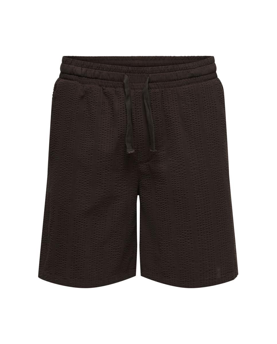 Shorts de hombre con tejido seersuker - Only & Sons - Crema Negro-4