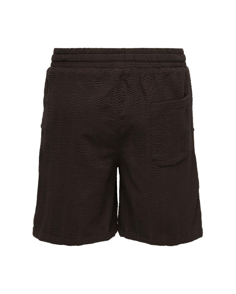 Shorts de hombre con tejido seersuker - Only & Sons - Crema Negro-5