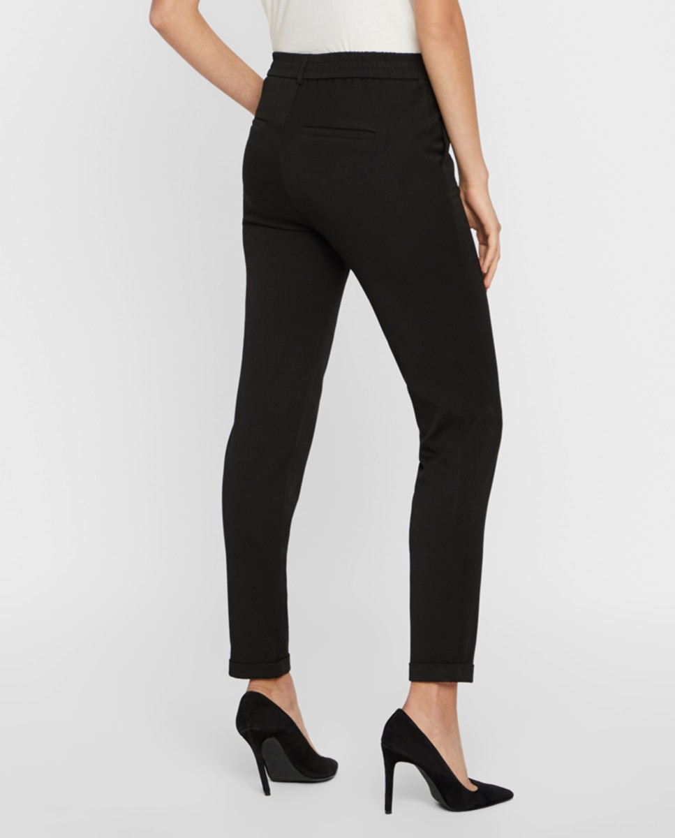 Calças Clássicas com Cintura Elástica Preto-3