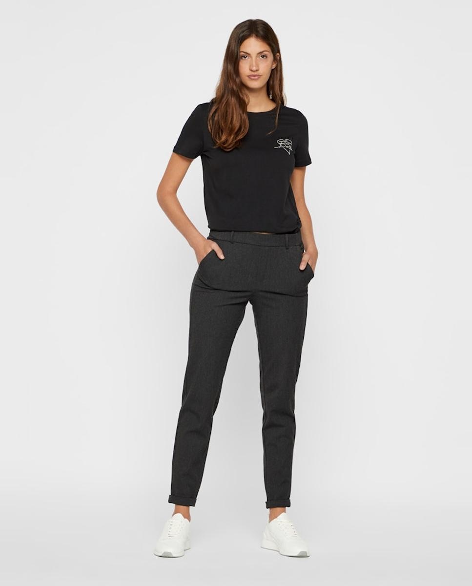 Pantalón de mujer liso con cintura normal - Vero Moda - Gris oscuro Gris oscuro-1