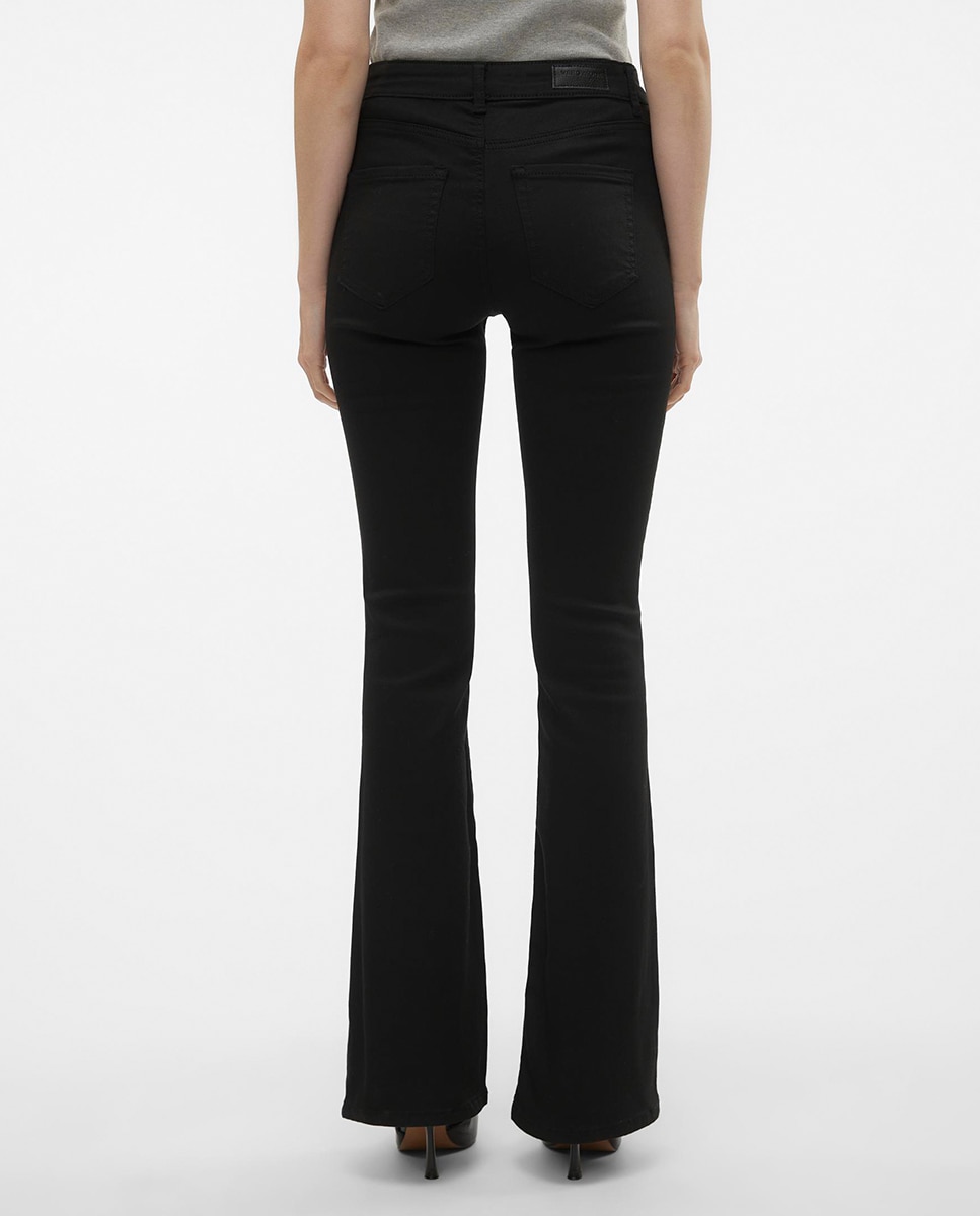 Jeans Flared de Cintura Média Preto-3
