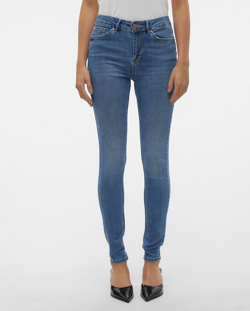 Jeans Skinny com Cintura Média Azul-2