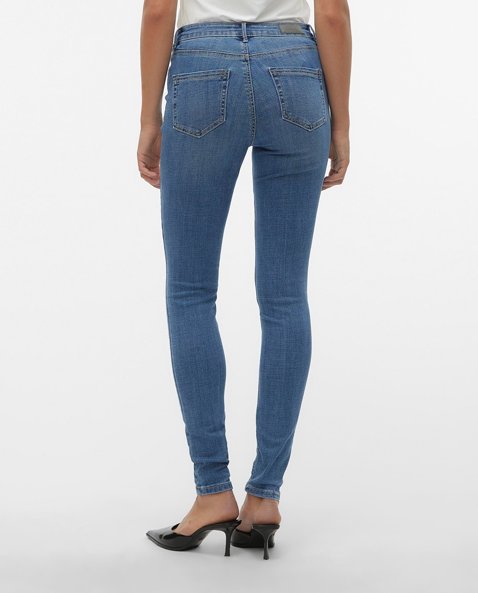 Jeans Skinny com Cintura Média Azul-3