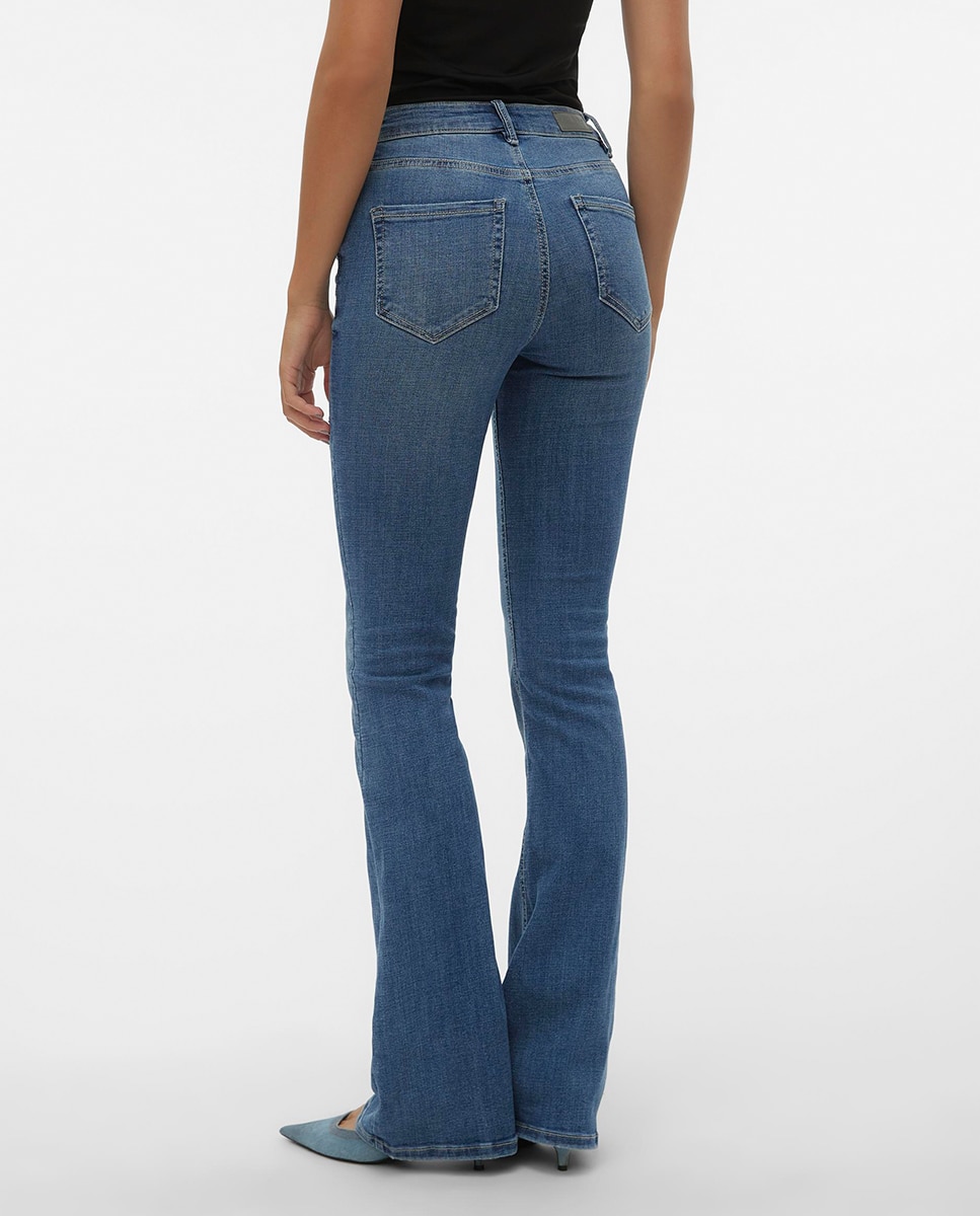 Jeans Flared de Cintura Média Azul-3