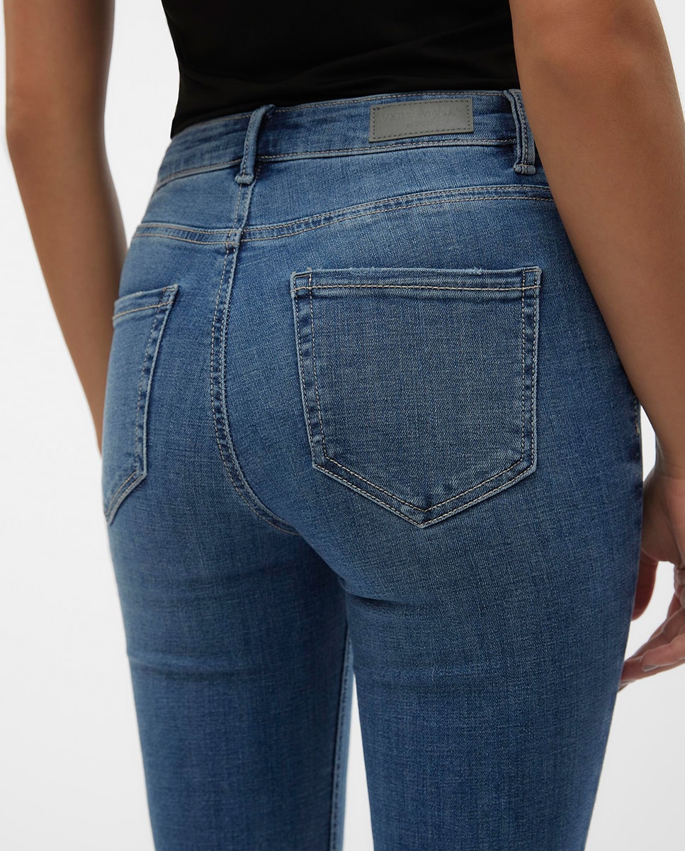 Jeans Flared de Cintura Média Azul-4