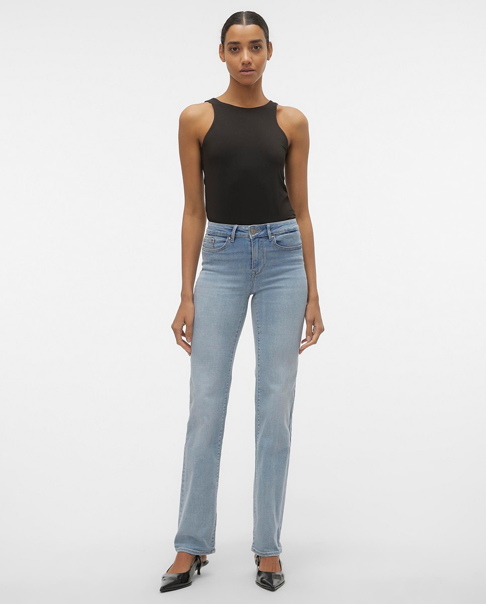 Imagem 0 de Jeans straight com Cintura Média